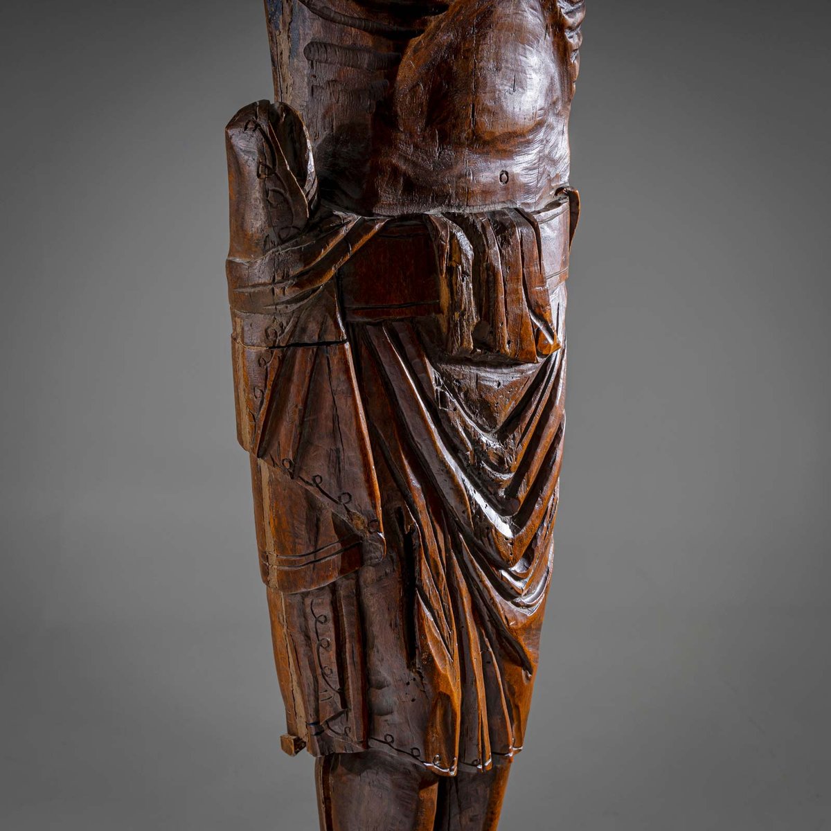 Sculpture of Christ in the Romanesque Style, 19th-20th Century, Wood