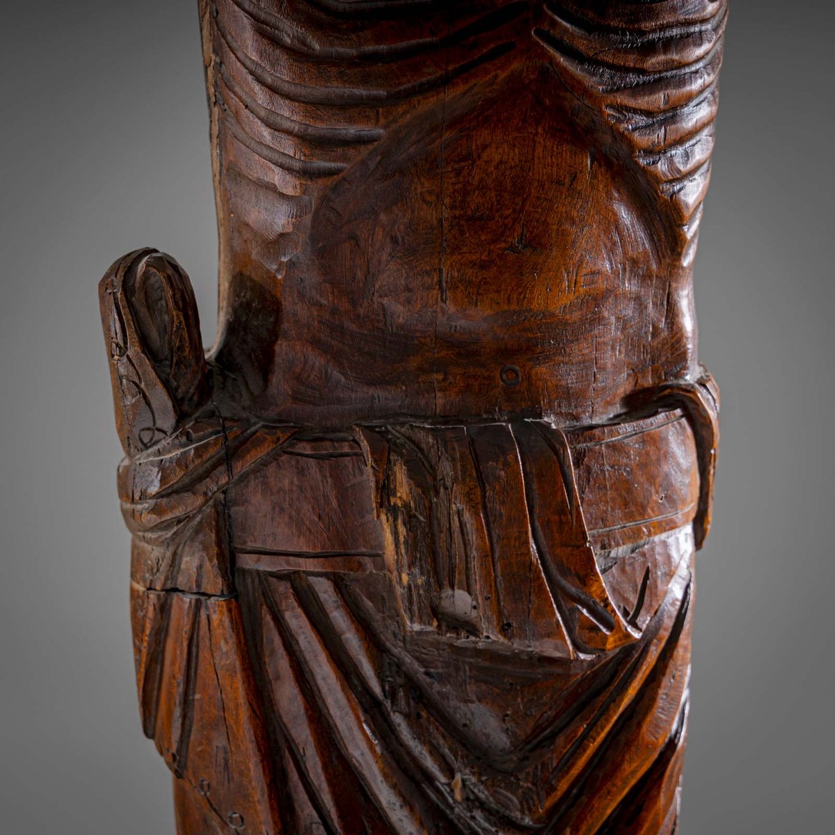 Sculpture of Christ in the Romanesque Style, 19th-20th Century, Wood