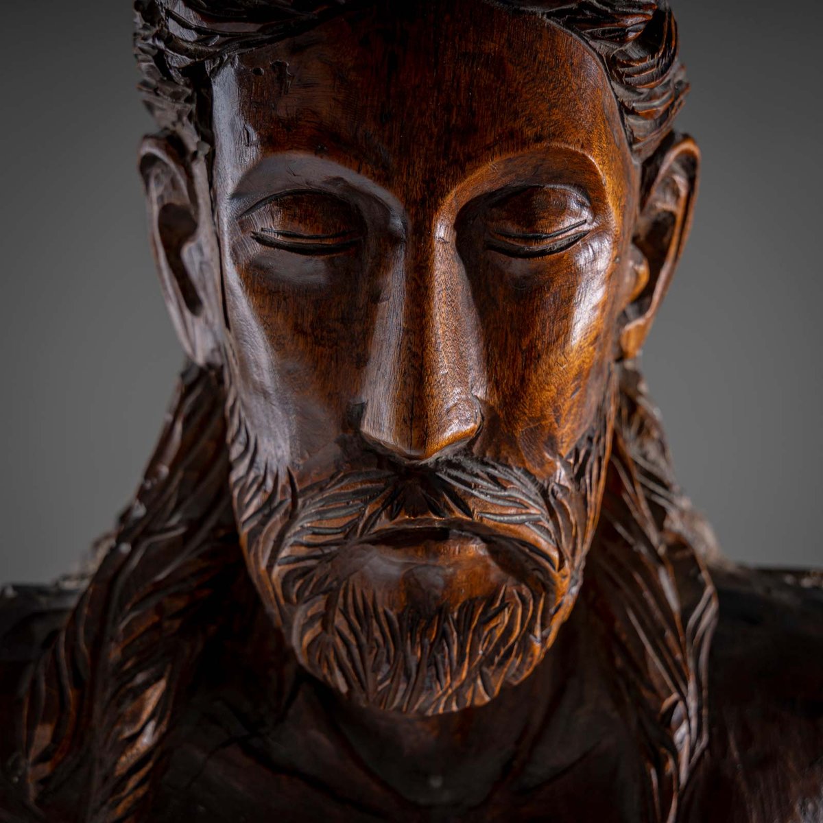 Sculpture of Christ in the Romanesque Style, 19th-20th Century, Wood