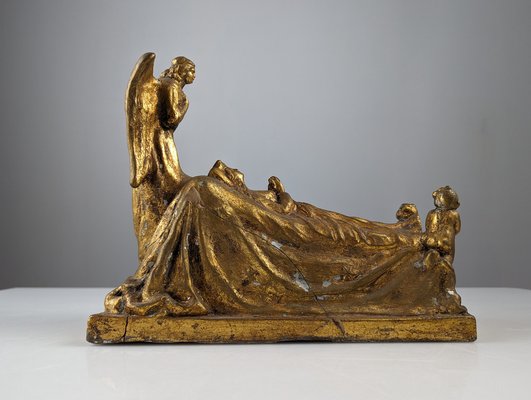 Sculpture of Queen and Angels, 1890s, Gilded Terracotta-JJT-1792527