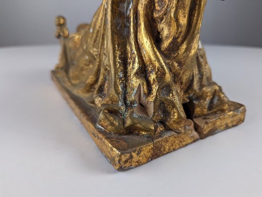 Sculpture of Queen and Angels, 1890s, Gilded Terracotta-JJT-1792527