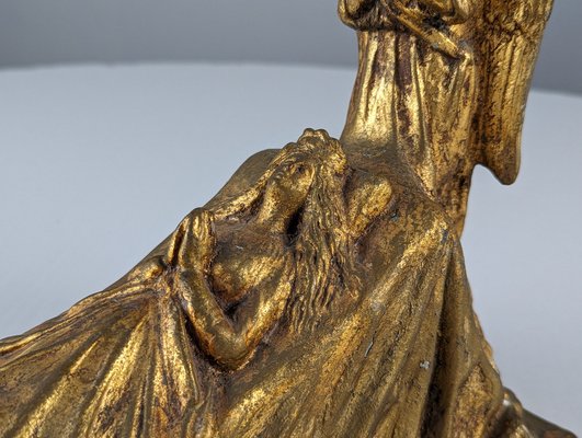 Sculpture of Queen and Angels, 1890s, Gilded Terracotta-JJT-1792527