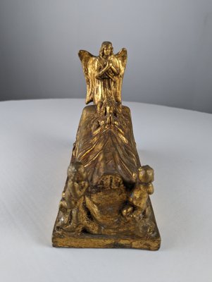 Sculpture of Queen and Angels, 1890s, Gilded Terracotta-JJT-1792527