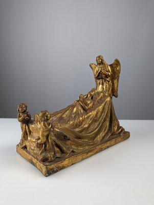 Sculpture of Queen and Angels, 1890s, Gilded Terracotta-JJT-1792527