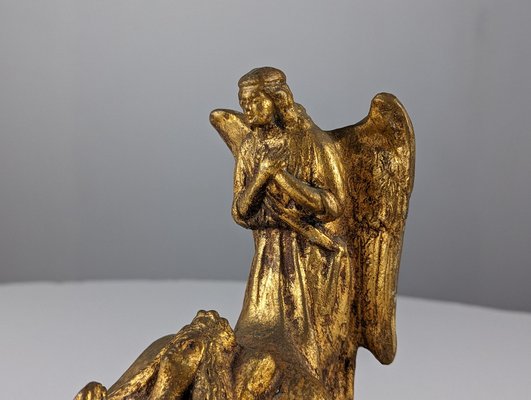 Sculpture of Queen and Angels, 1890s, Gilded Terracotta-JJT-1792527