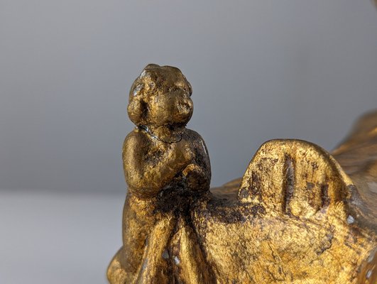 Sculpture of Queen and Angels, 1890s, Gilded Terracotta-JJT-1792527