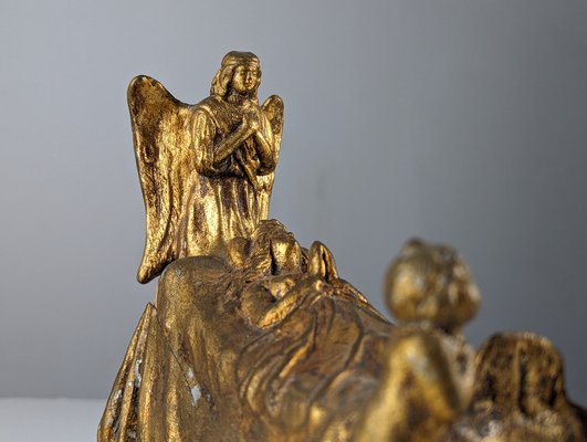 Sculpture of Queen and Angels, 1890s, Gilded Terracotta-JJT-1792527