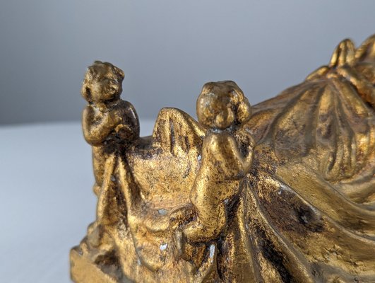 Sculpture of Queen and Angels, 1890s, Gilded Terracotta-JJT-1792527