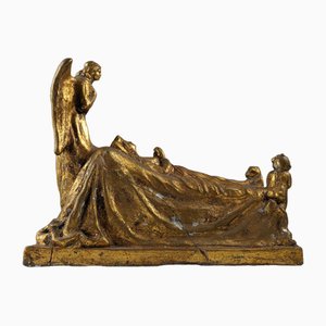 Sculpture of Queen and Angels, 1890s, Gilded Terracotta-JJT-1792527