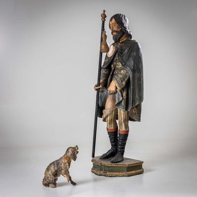 Sculpture of St. Roch with Dog, 1800s, Wood-VEI-2021321