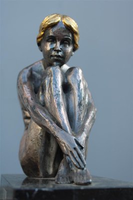 Sculpture of Woman in Silver and Gold Finish by Guido Mariani, 1970-EH-1722705