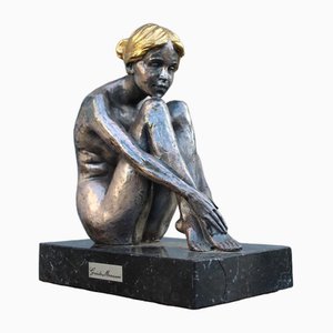 Sculpture of Woman in Silver and Gold Finish by Guido Mariani, 1970-EH-1722705