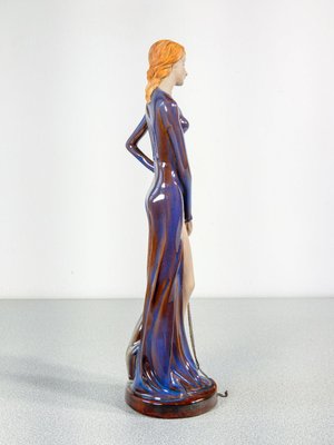 Sculpture of Woman with Dog in Glazed Ceramic-OJE-2024311