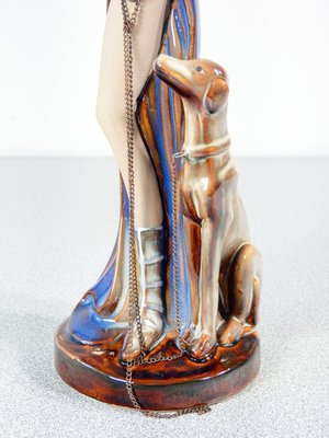 Sculpture of Woman with Dog in Glazed Ceramic-OJE-2024311