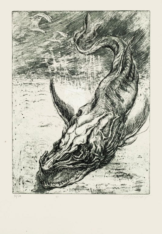 Sea Dragon - Original Etching by M. Chirnoaga - Late 20th Century Late 20th Century