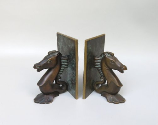 Sea Horse Bookends in Bronze, 1950s, Set of 2-EY-1348227