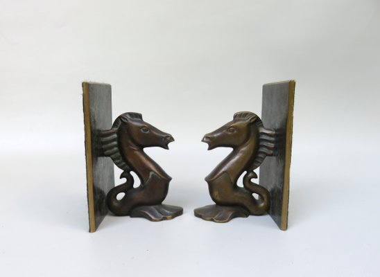 Sea Horse Bookends in Bronze, 1950s, Set of 2-EY-1348227