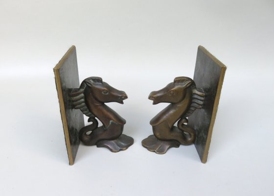 Sea Horse Bookends in Bronze, 1950s, Set of 2-EY-1348227