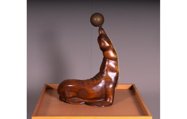 Sea Lion Sculpture in Wood & Bronze-SRP-1732815