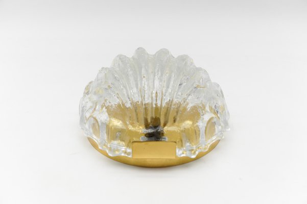 Sea Shell-Shaped Ice Glass Wall Light by Limburg, Germany, 1960s-KQB-1739503