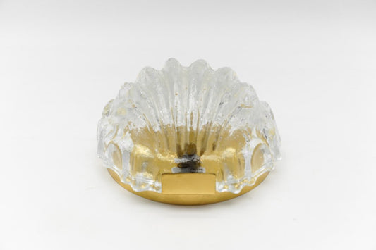 Sea Shell-Shaped Ice Glass Wall Light by Limburg, Germany, 1960s