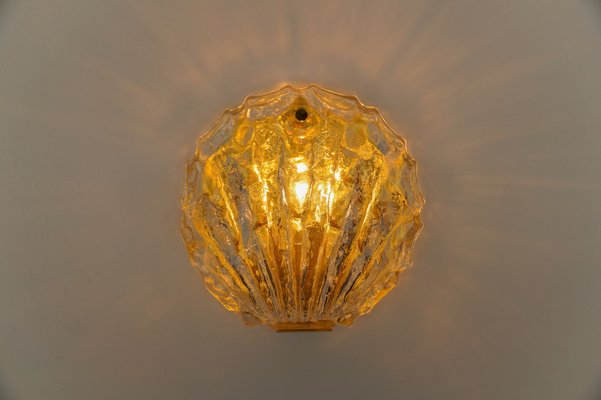 Sea Shell-Shaped Ice Glass Wall Light by Limburg, Germany, 1960s-KQB-1739503