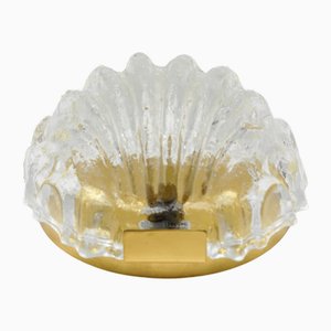 Sea Shell-Shaped Ice Glass Wall Light by Limburg, Germany, 1960s-KQB-1739503