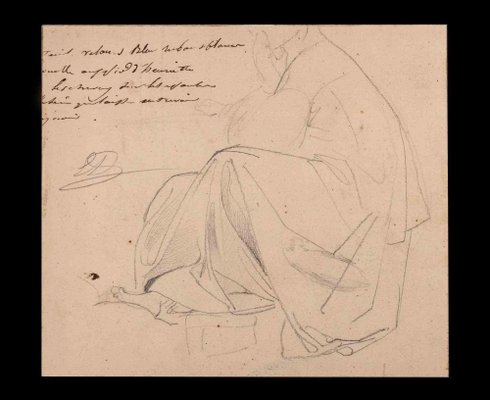 Seated Figure, Original Drawing, Mid-19th Century-ZCI-1191663