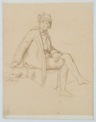 Seated Man with Jacobin Cap, 1854, Pencil