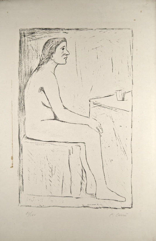 Seated Nude - Original Lithograph by Carlo Carrà - 1920 ca. 1920 ca.