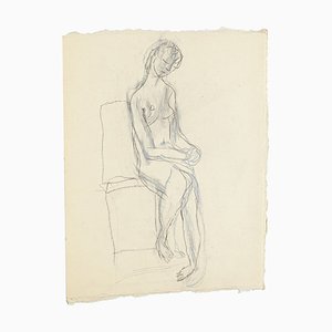 Seated Nude - Original Pencil and Pastel Drawing by Jeanne Daour - 1950s 1950s-ZCI-758307