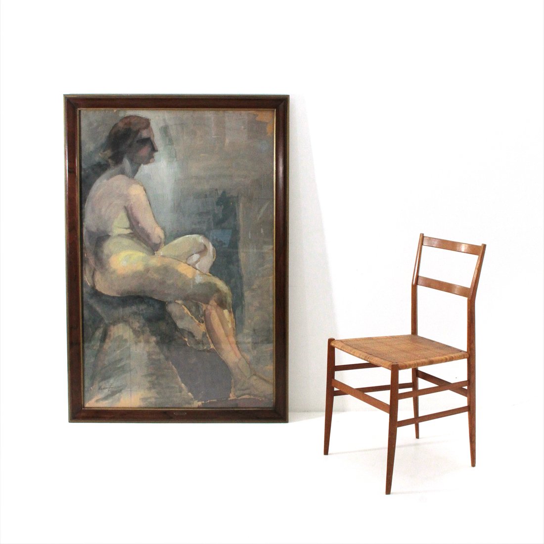 Seated Woman Painting by Painter Noemi Frascio, 1960s