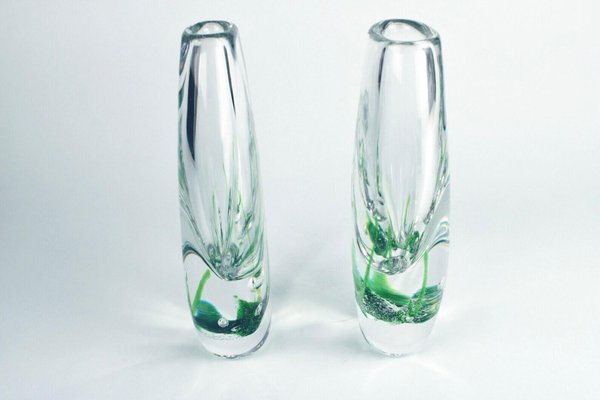 Seaweed Vases by Vicke Lindstrand for Kosta, Set of 2-HYQ-1230715