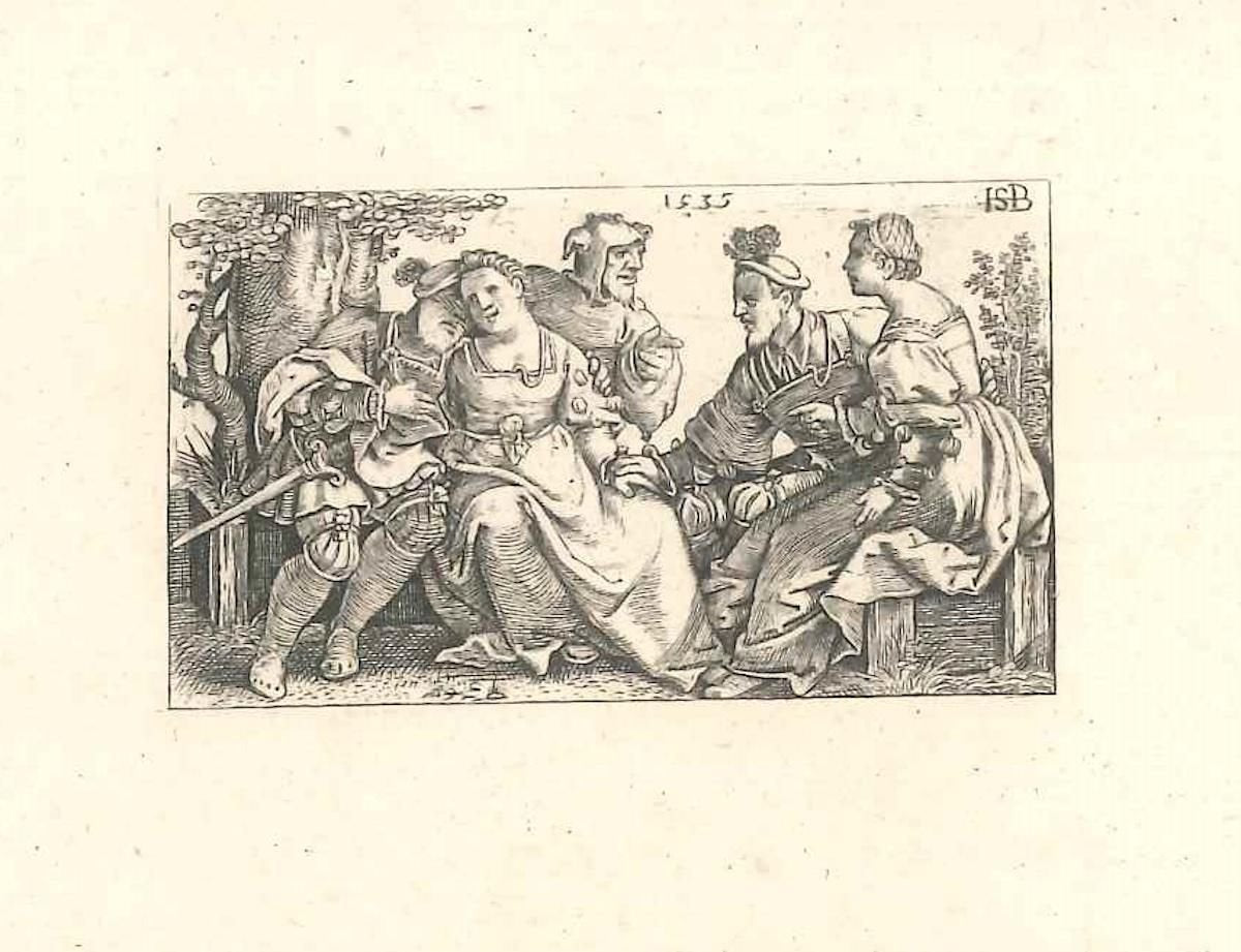 Sebald Beham, The Jester and Two Couples in Love, 1514, Etching