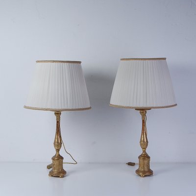 Second Half of the 19th Century Candelabra Gold Leaf Table Lamps, Italy, Set of 2-XSG-1786362