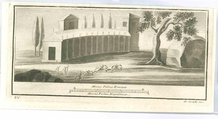 Secondo De Angelis, Roman Temple Fresco, Etching, 18th Century-ZCI-1775561