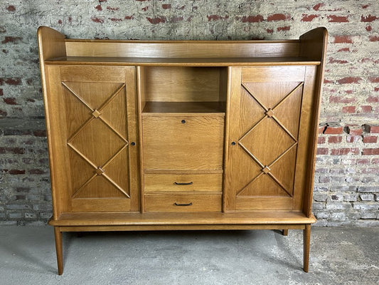 Secretaire with Storage Unit in Oak, 1950s