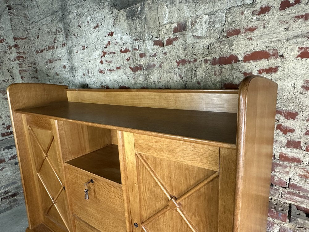 Secretaire with Storage Unit in Oak, 1950s