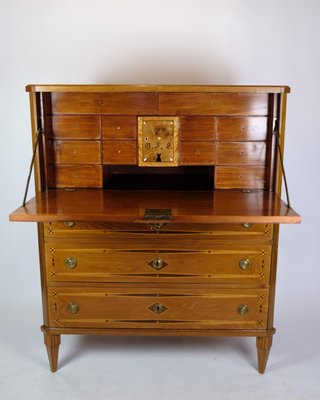 Secretary in Mahogany with Inlaid Wood and Brass Handles, 1790s-UY-1724407