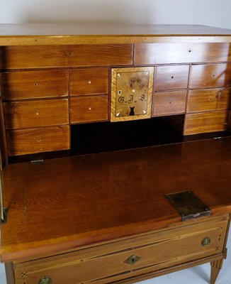 Secretary in Mahogany with Inlaid Wood and Brass Handles, 1790s-UY-1724407