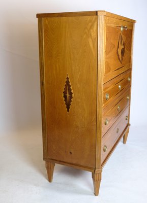 Secretary in Mahogany with Inlaid Wood and Brass Handles, 1790s-UY-1724407