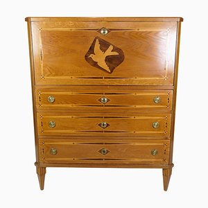 Secretary in Mahogany with Inlaid Wood and Brass Handles, 1790s-UY-1724407