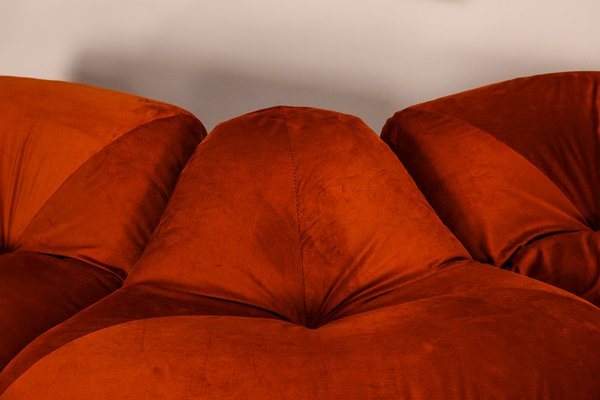 Sectional Sofa Patate in Rusty Orange Fabric by Airborne, 1970s, Set of 7-UQV-2019972