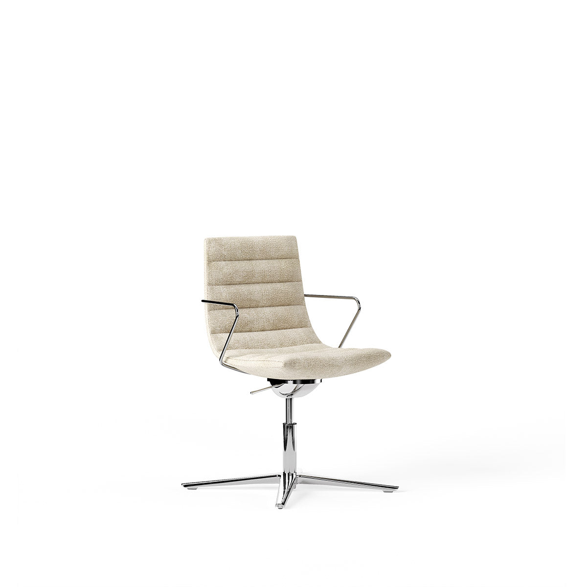 Frezza KEY visitor chair with steel rod armrests - polished aluminium 4-spoke base
