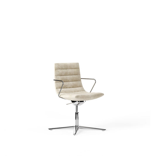 Frezza KEY visitor chair with steel rod armrests - polished aluminium 4-spoke base