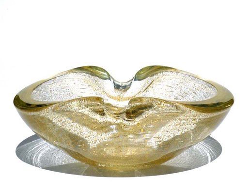 Seguso Murano Gold Glass Big Bowl, 1960s-KGD-2018467