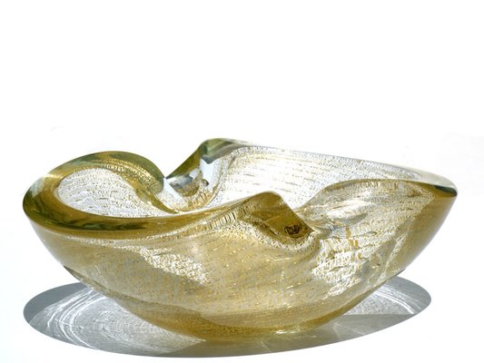 Seguso Murano Gold Glass Big Bowl, 1960s-KGD-2018467