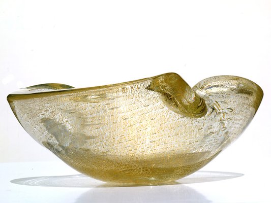 Seguso Murano Gold Glass Big Bowl, 1960s-KGD-2018467