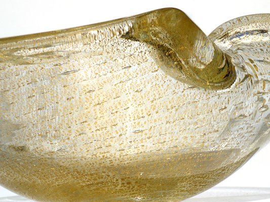 Seguso Murano Gold Glass Big Bowl, 1960s-KGD-2018467