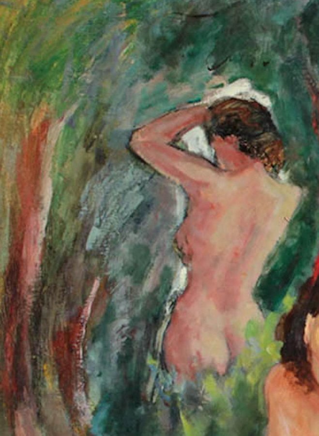 Seibezzi, The Bathing Nymphs, 1940s, Post-Impressionist Venetian Nude Painting